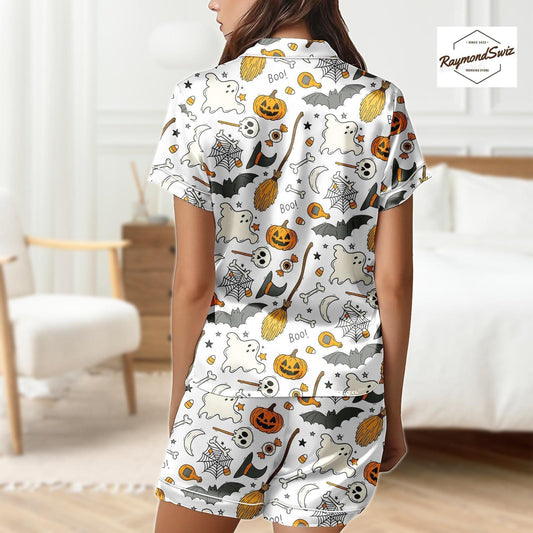 Haunted Halloween Pajama Set, Magic Boo Button Shirt PJs, Halloween Costume, Pumpkin Pyjama, Trick Or Treat