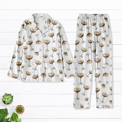 Espresso Martini Pajamas Set Women, Espresso Sleepwear, Champagne Cocktail Satin Sleepwear, Bachelorette Party Pajamas, Wedding Pajamas