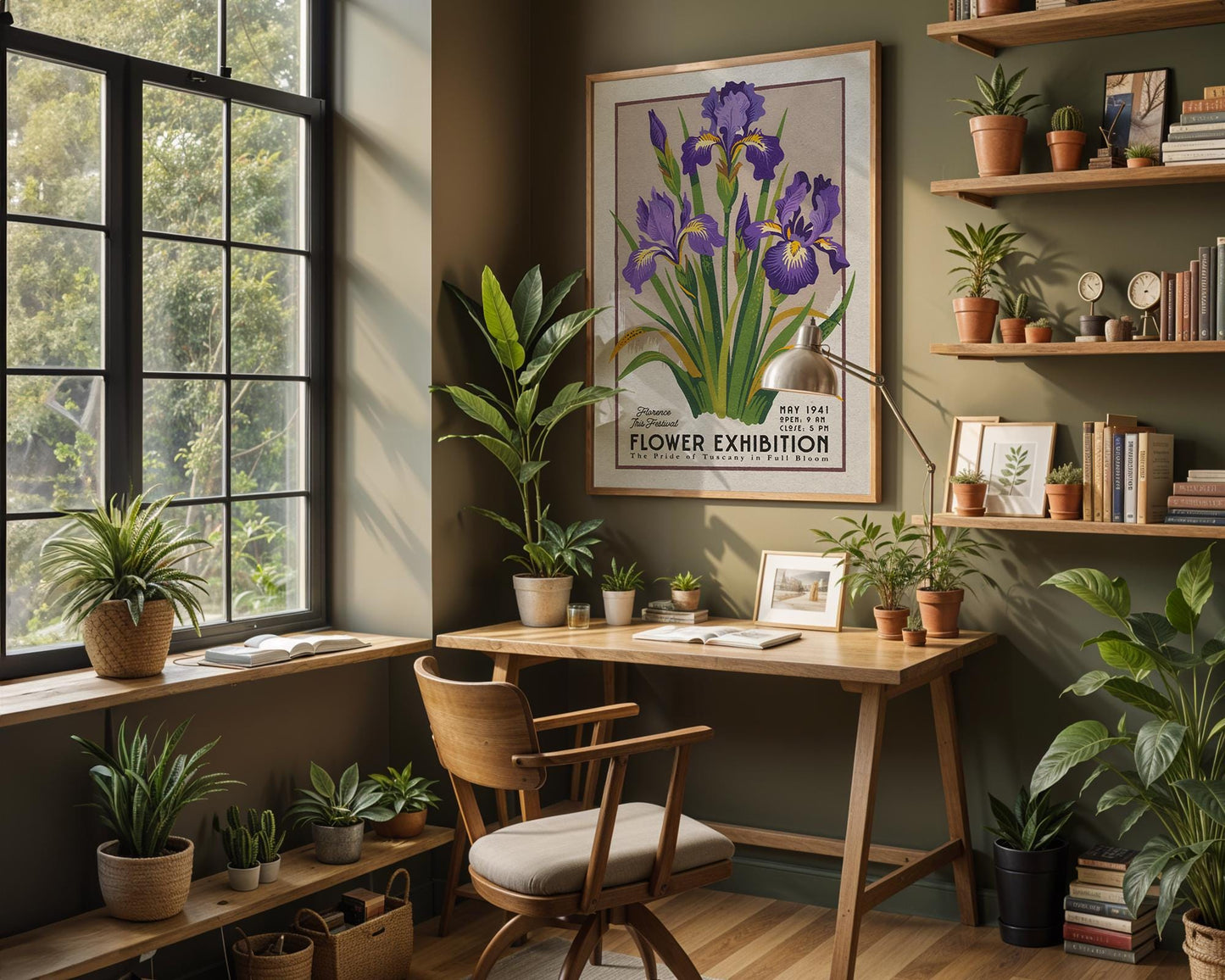 Florence Iris Botanical Poster, Retro Botanical Home Decor | Italian Floral Wall Art Gift for Gardeners, Mid Century Flower Art