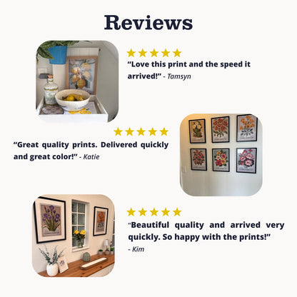 Florence Iris Botanical Poster, Retro Botanical Home Decor | Italian Floral Wall Art Gift for Gardeners, Mid Century Flower Art