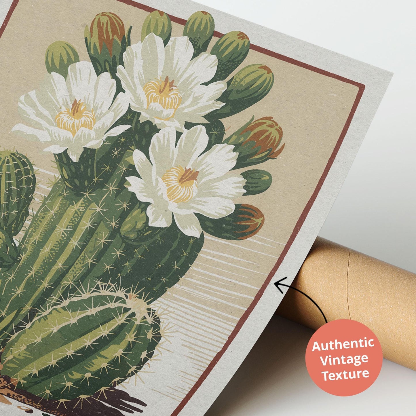 Flower Market Saguaro Cactus Print, Retro Arizona Flower Art | Flower Market Print | Retro Botanical Poster, Floral Western Wall Art