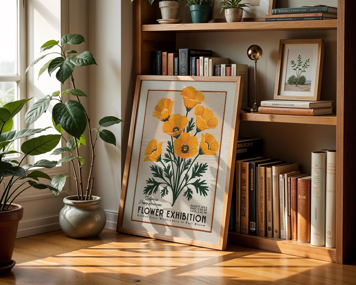 California Poppies Botanical Poster, Retro California Flower Wall Print | Botanical Wall Art for Plant Lover Gift, California Flower Decor