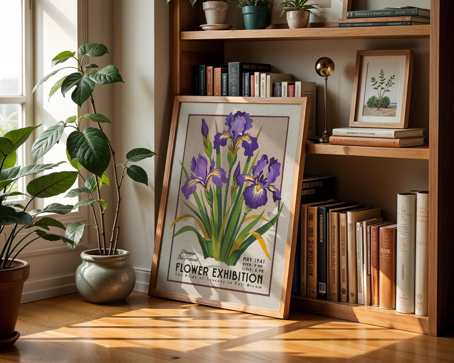 Florence Iris Botanical Poster, Retro Botanical Home Decor | Italian Floral Wall Art Gift for Gardeners, Mid Century Flower Art
