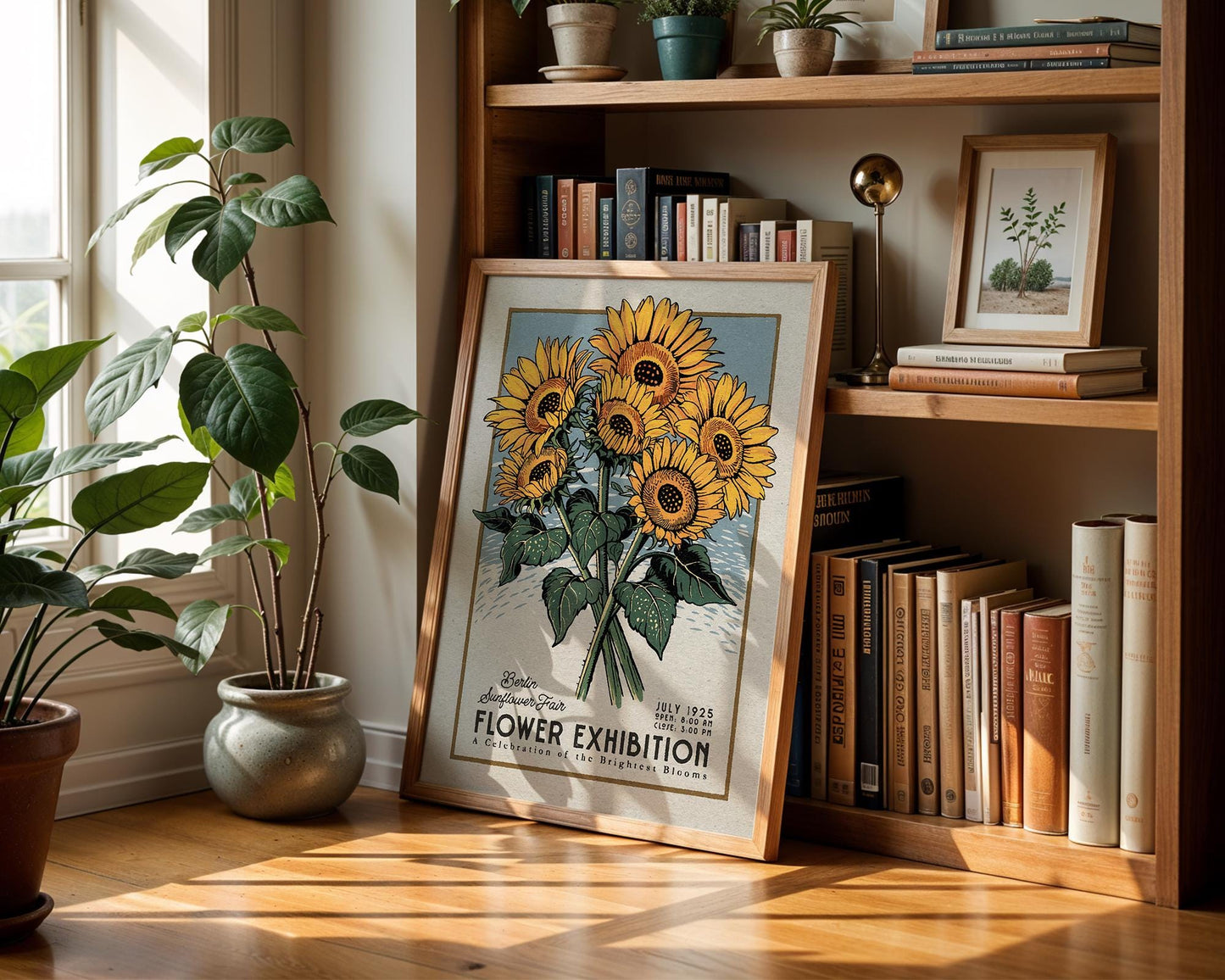 Berlin Sunflower Botanical Print, Bold Floral Wall Poster | Retro Botanical Art for Gardeners, Mid Century Sunflower Decor