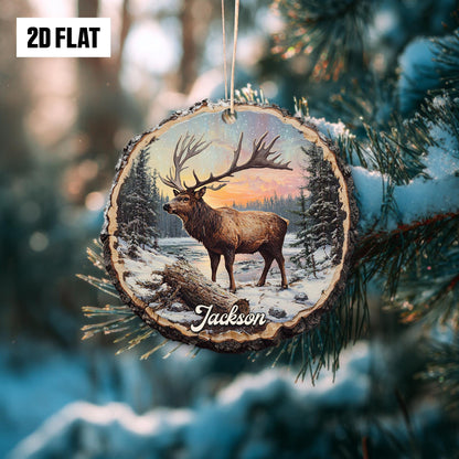 Personalized Rein Deer 2D Flat Ornament, Custom Name Christmas Tree Ornament, Wildlife Christmas Ornament, Nature Lover's Gift for Holiday