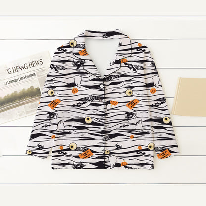Halloween Mummy Spider Eyeball Pajamas Set, Halloween Themed Sleepwear, Halloween Characters Homewear, Cozy Loungewear, Spooky Season Gift
