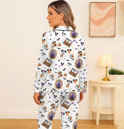 Halloween Mk Mn Ghost Pajamas Set, Halloween Mk Mn Mouse Sleepwear, WDW Cartoon Homewear, Magic Kingdom Nightwear, Cartoon Fan gift