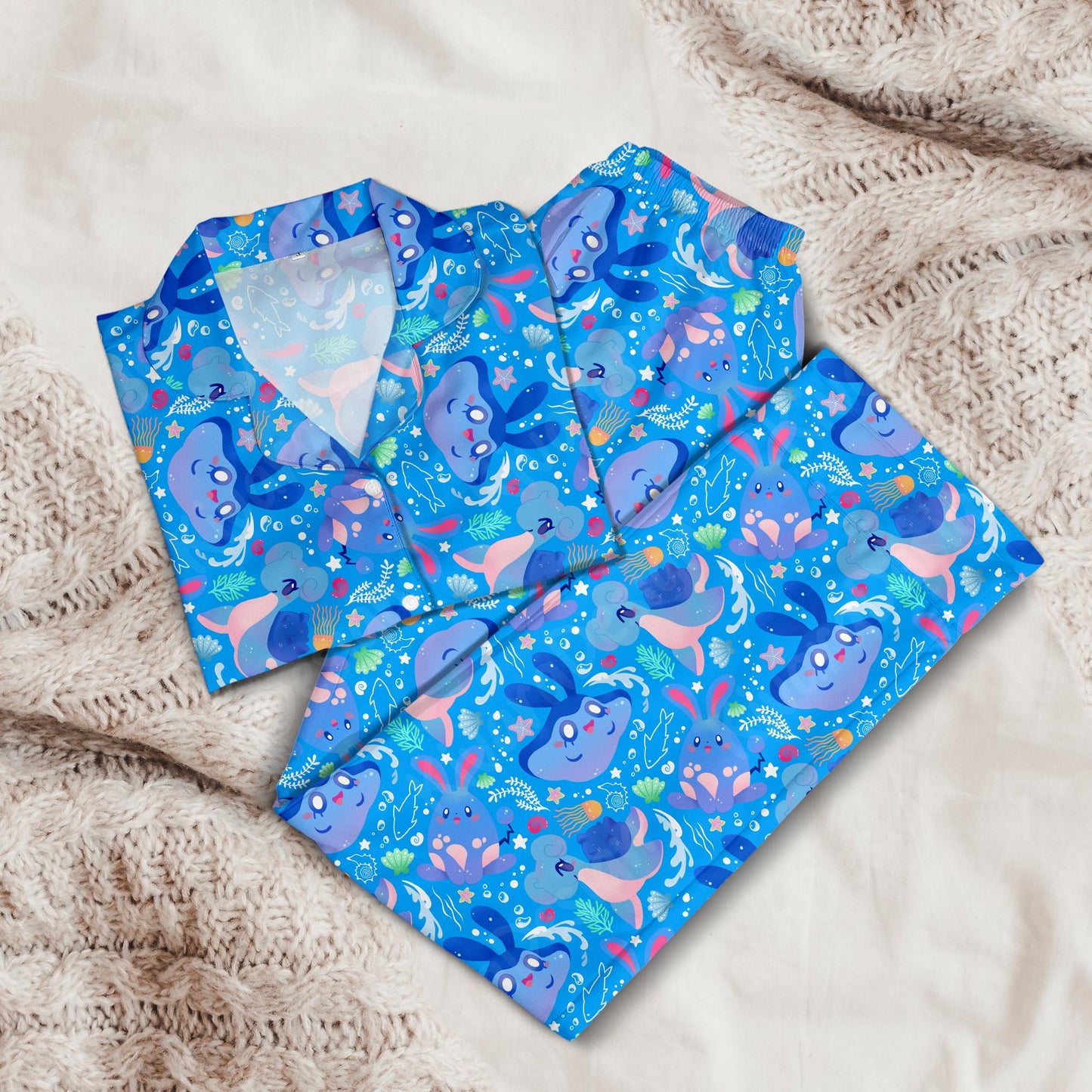 Ocean Pajama Set - Anime Kawaii Loungewear - Sleepwear for Fans - Comfortable Anime Fan