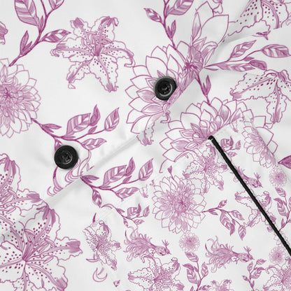 Toile de Jouy Inspired Bridal Pajama Set – Satin Getting Ready Outfit for Brides and Bridesmaids