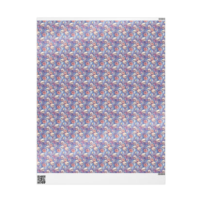 Pastel Goth Halloween Wrapping Paper Roll Watercolor Cute Spooky Ghost Bat Moon Stars Design #9
