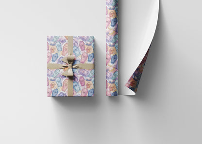Pastel Goth Halloween Wrapping Paper Roll Watercolor Cute Ghosts Bats Witch Creepy Alternative #13