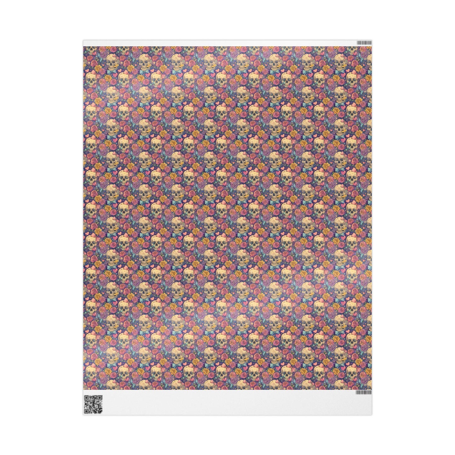 Pastel Goth Halloween Wrapping Paper Roll Watercolor Creepy Cute Skulls and Roses Witch Moon Pattern #15