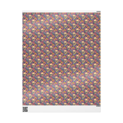 Pastel Goth Halloween Wrapping Paper Roll Watercolor Creepy Cute Skulls and Roses Witch Moon Pattern #15
