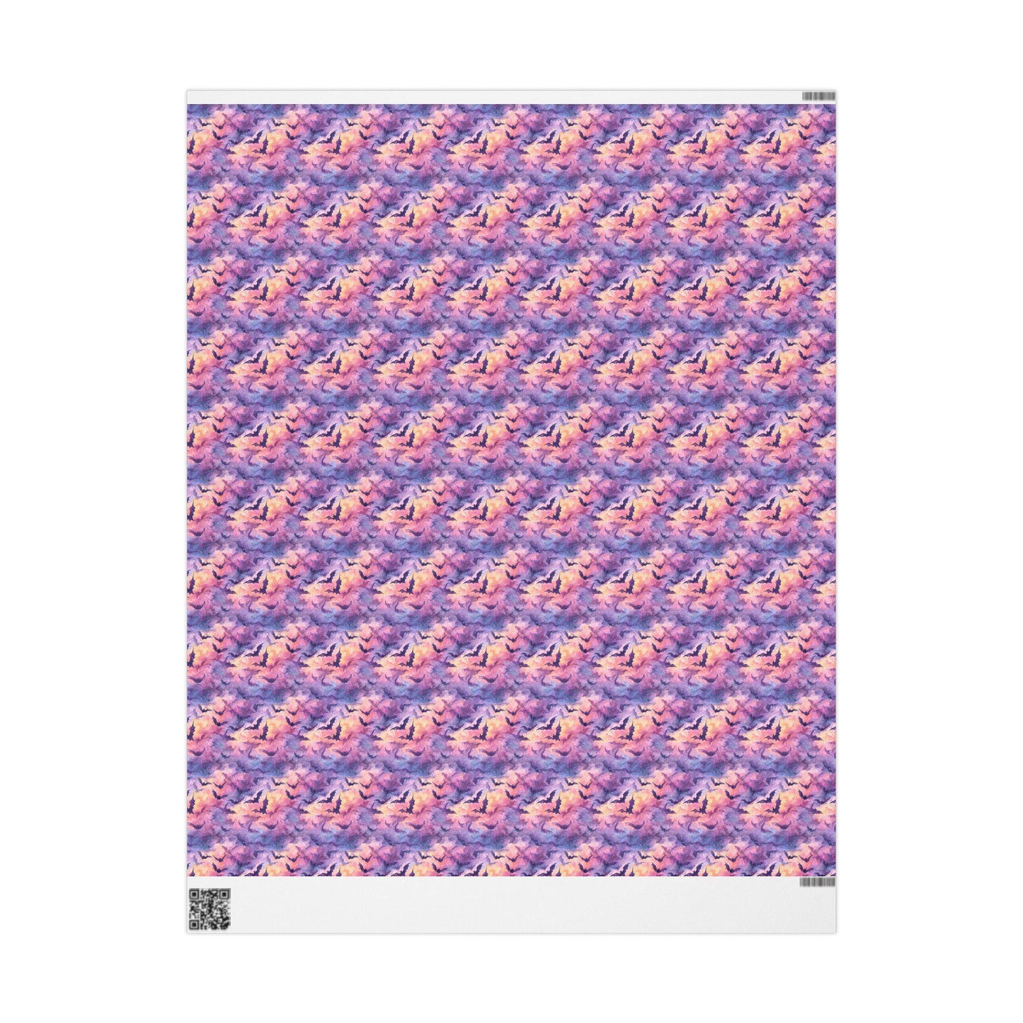 Pastel Goth Halloween Wrapping Paper Roll Watercolor Creepy Cute Ghost Bat Witch Starry Night Design #4