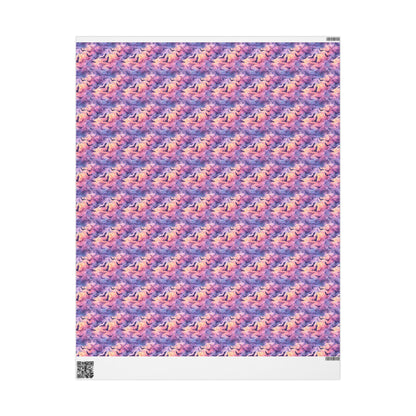 Pastel Goth Halloween Wrapping Paper Roll Watercolor Creepy Cute Ghost Bat Witch Starry Night Design #4