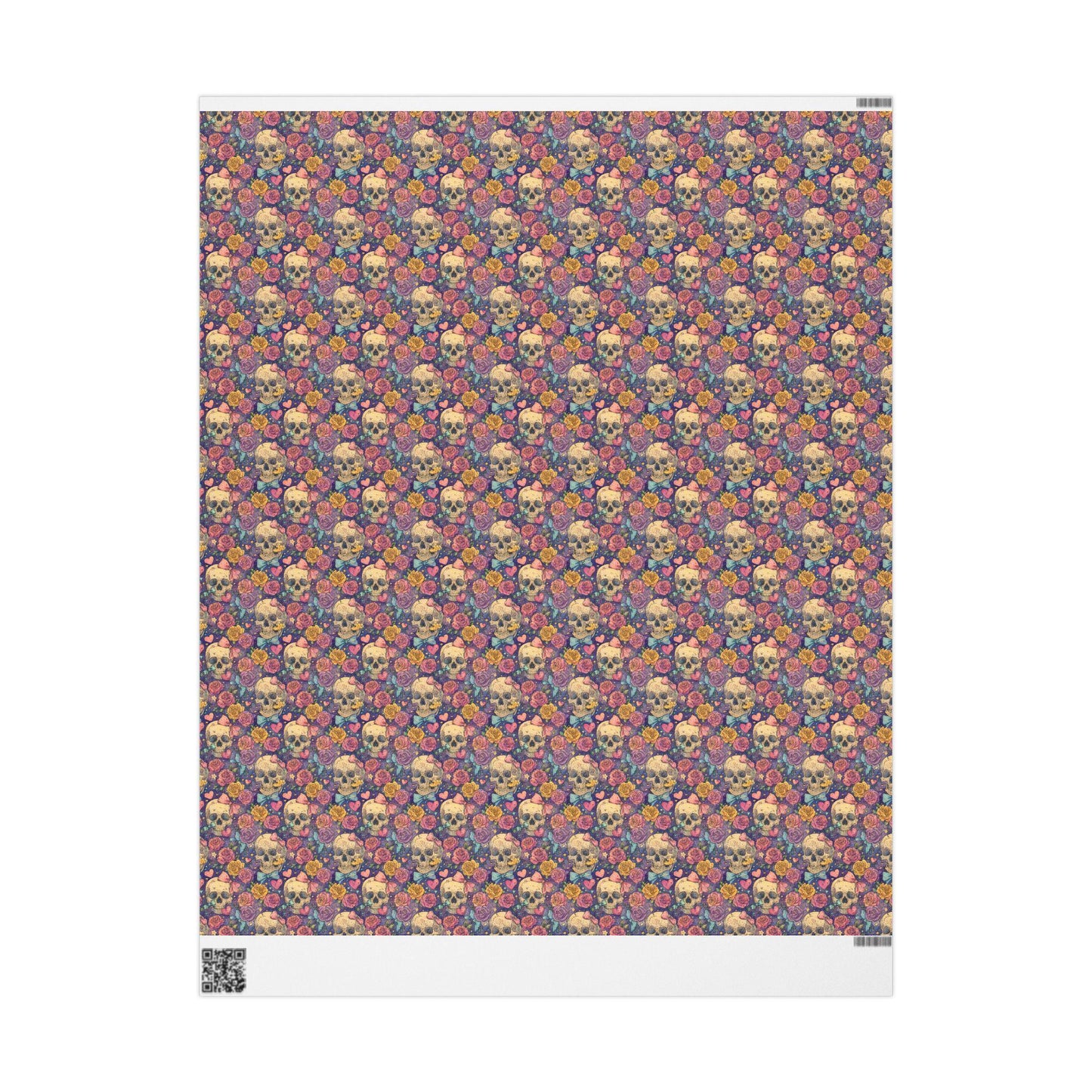Pastel Goth Halloween Wrapping Paper Roll Watercolor Creepy Cute Skulls and Roses Witch Moon Pattern #15