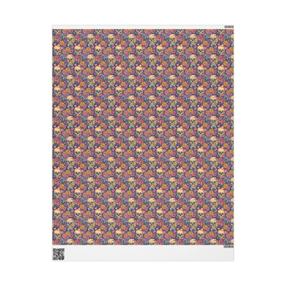 Pastel Goth Halloween Wrapping Paper Roll Watercolor Creepy Cute Skulls and Roses Witch Moon Pattern #15