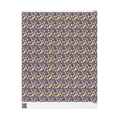 Pastel Goth Halloween Wrapping Paper Roll Watercolor Cute Spooky vibes Bats Skeleton Witchy Pattern #19