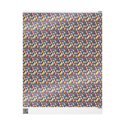 Pastel Goth Halloween Wrapping Paper Roll Watercolor Cute Spooky vibes Bats Skeleton Witchy Pattern #19