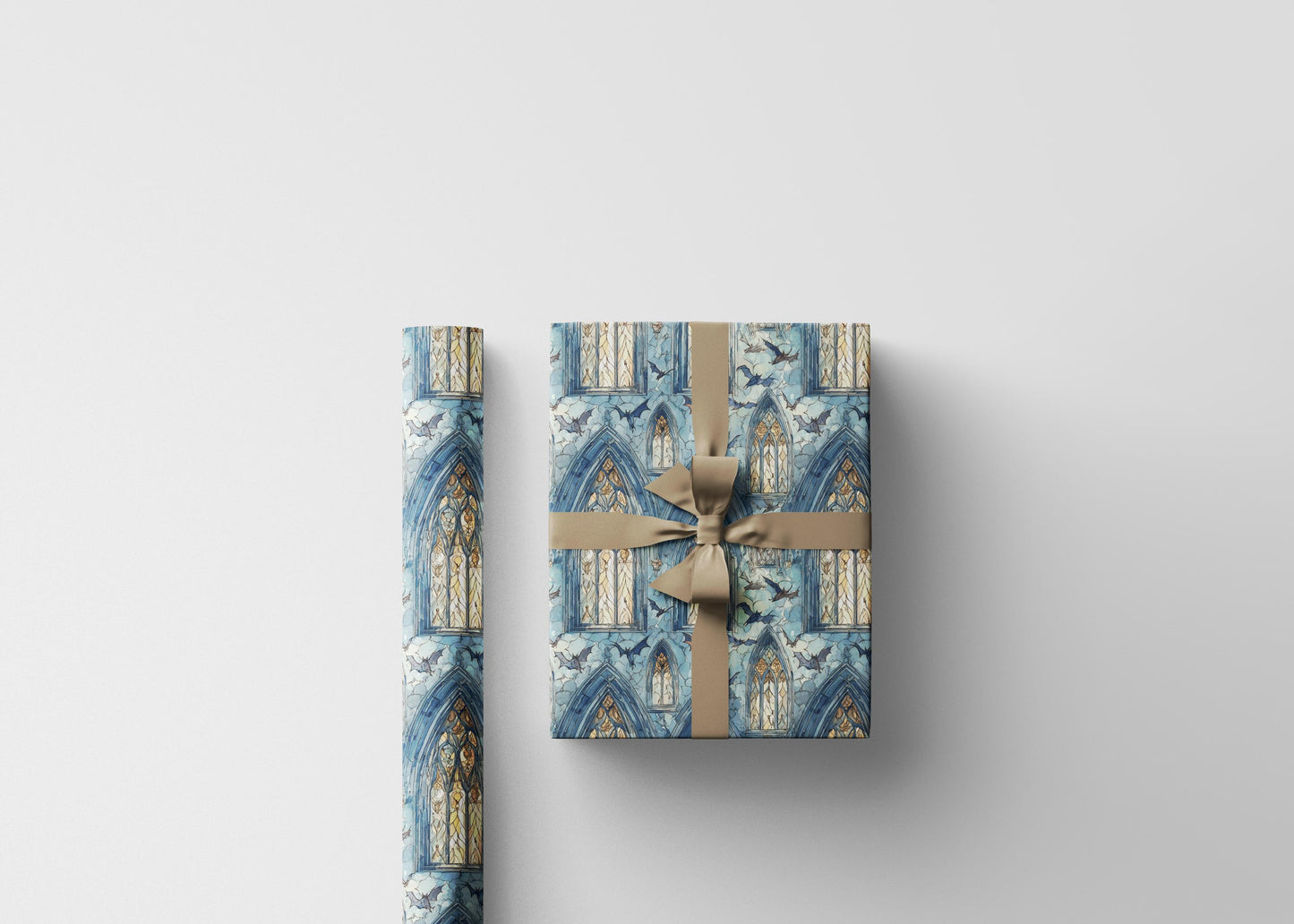 Haunted Mansion Halloween Wrapping Paper Roll Watercolor Ghost Bats Skeleton Witchy Cute Spooky Decor #6