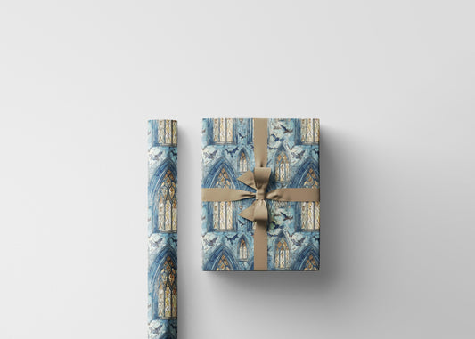 Haunted Mansion Halloween Wrapping Paper Roll Watercolor Ghost Bats Skeleton Witchy Cute Spooky Decor #6
