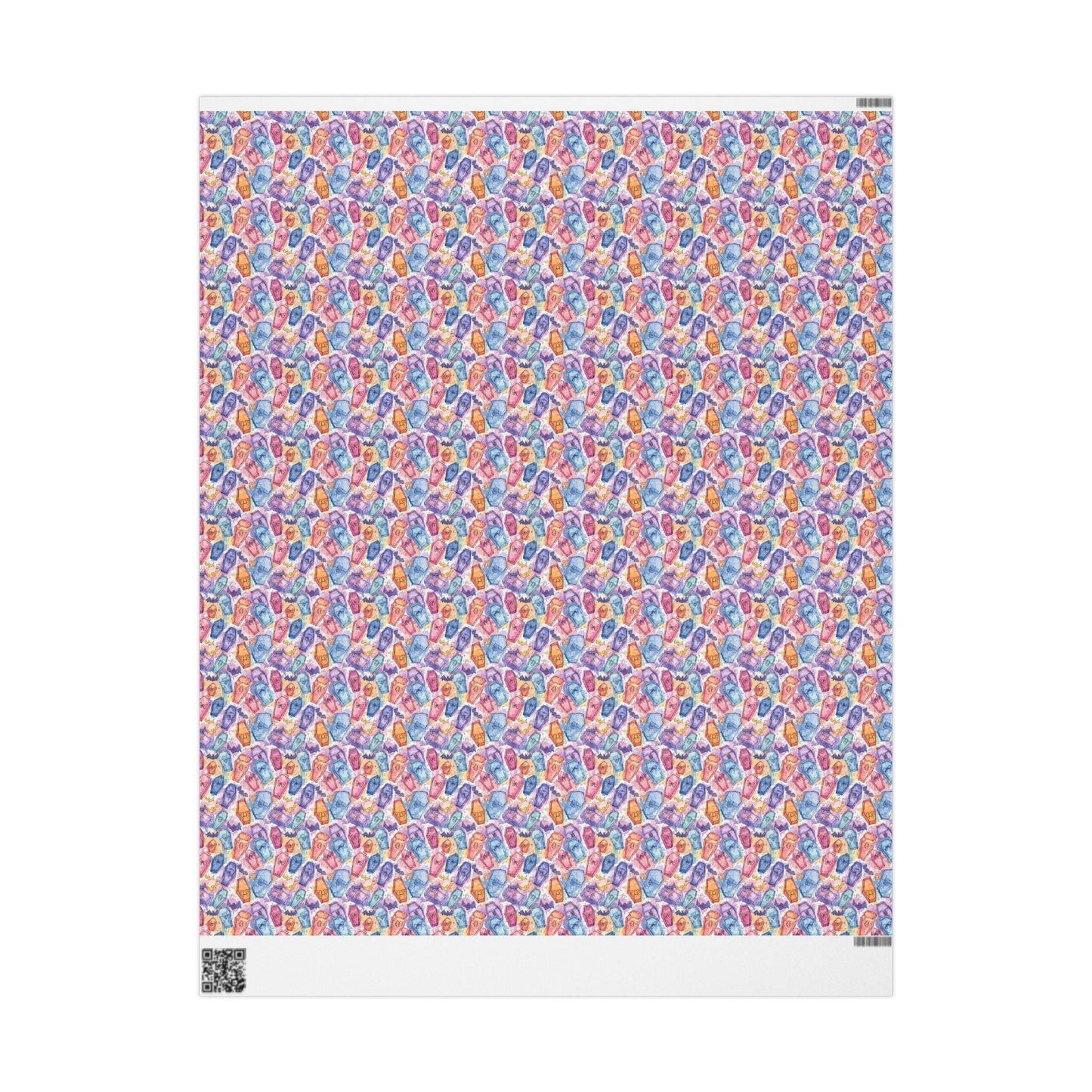 Pastel Goth Halloween Wrapping Paper Roll Watercolor Cute Ghosts Bats Witch Creepy Alternative #13