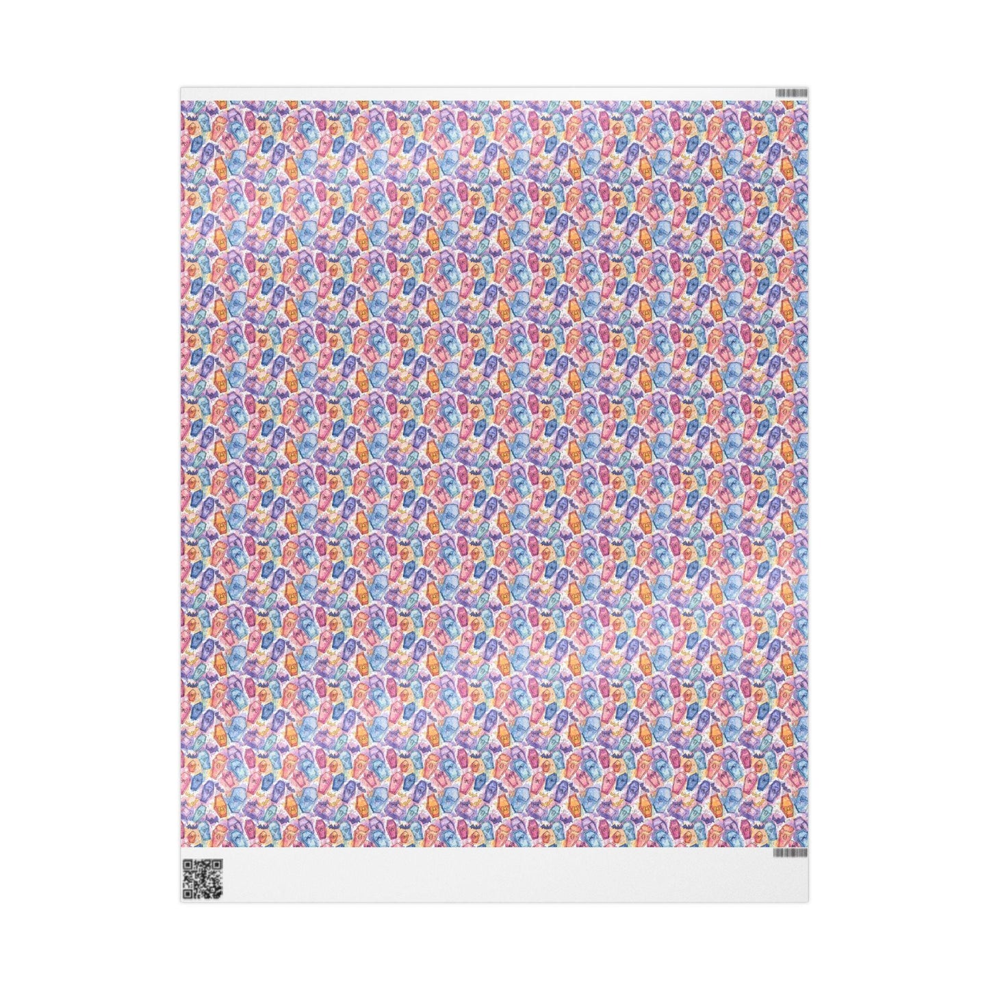 Pastel Goth Halloween Wrapping Paper Roll Watercolor Cute Ghosts Bats Witch Creepy Alternative #13