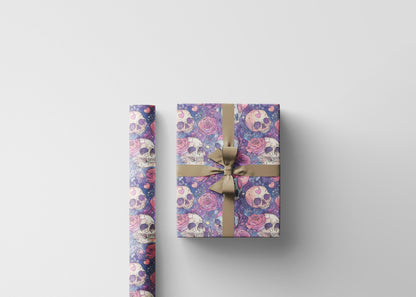 Pastel Goth Watercolor Wrapping Paper Roll Halloween Spooky Cute Ghost Bat Witch Gothic Style #16
