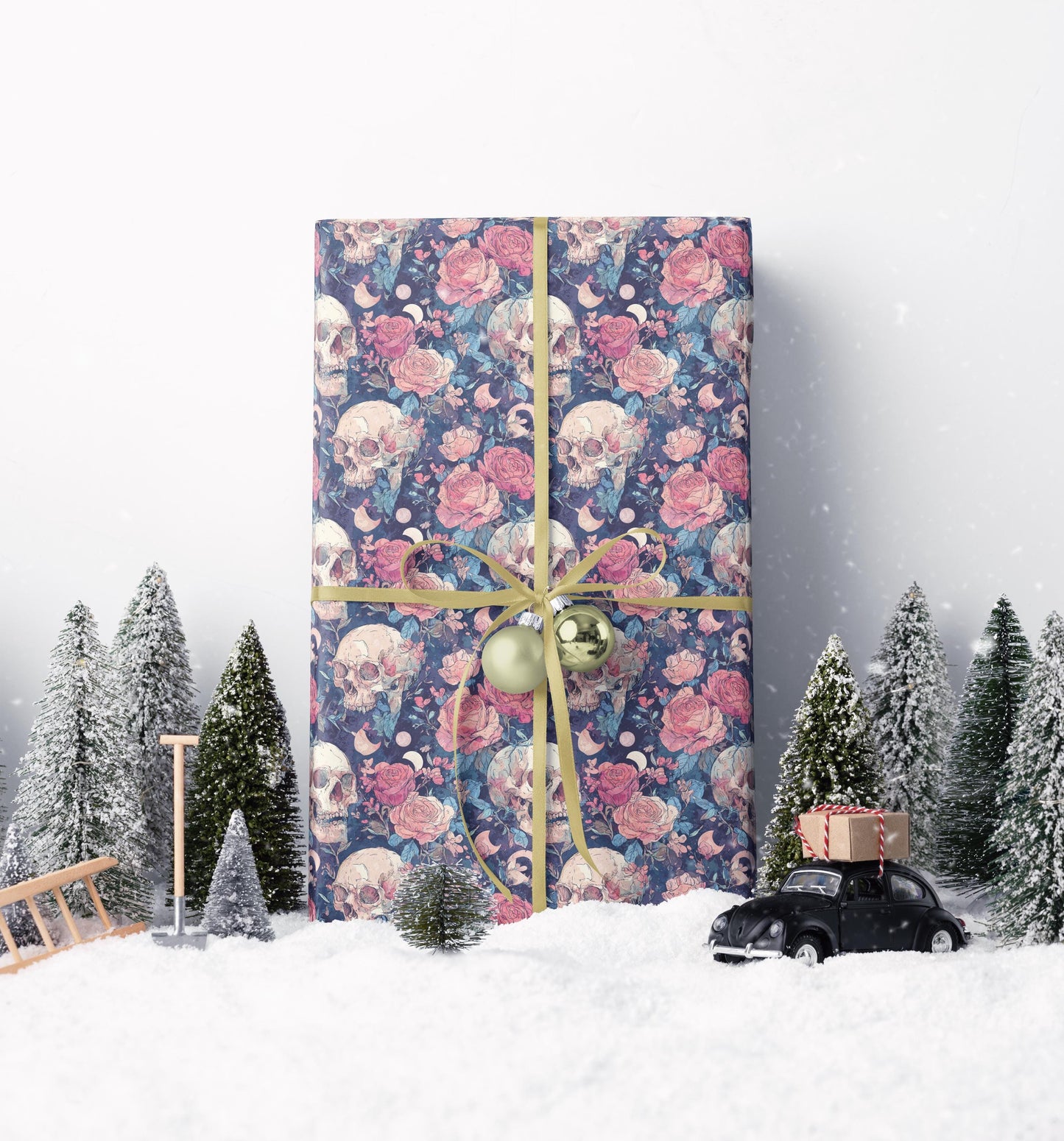 Pastel Goth Watercolor Halloween Wrapping Paper Roll Spooky Cute Ghosts Bats Witchy Starry Theme #10