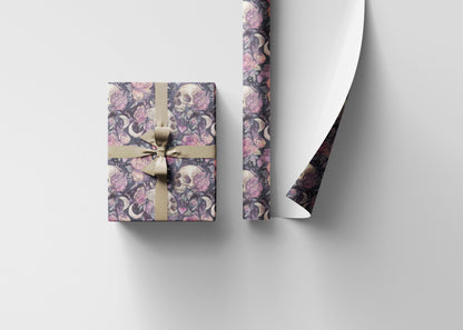 Pastel Goth Watercolor Wrapping Paper Roll Halloween Spooky Cute Alternative Goth Ghost Bat Print #7