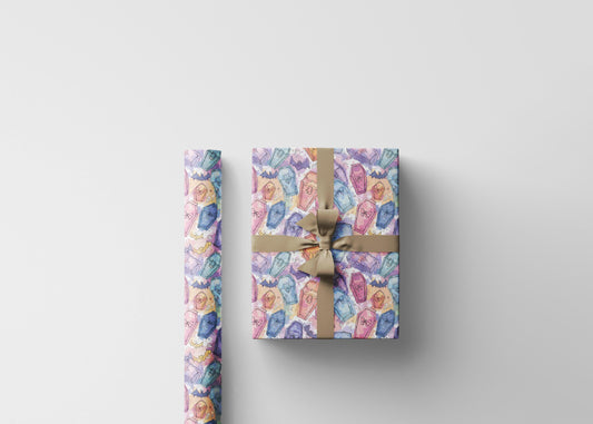 Pastel Goth Halloween Wrapping Paper Roll Watercolor Cute Ghosts Bats Witch Creepy Alternative #13