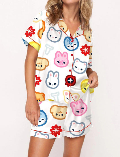 Stray Kid Tour Silky Satin Pajama Set For Women  Pajamas Set
