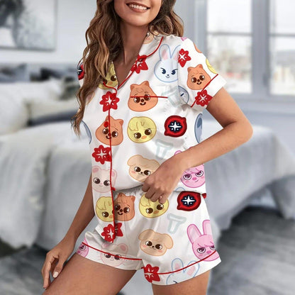 Stray Kid Tour Silky Satin Pajama Set For Women  Pajamas Set