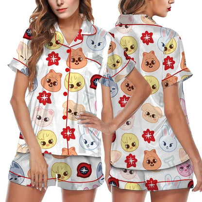 Stray Kid Tour Silky Satin Pajama Set For Women  Pajamas Set