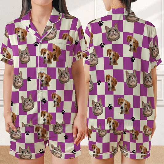Personalized Dog Cat Pajama Set, Custom Pet Sleepwear, Dog Face, Personalized Pet Head Face Loungewear, Custom Pet Photo, Memorial Pet Loss