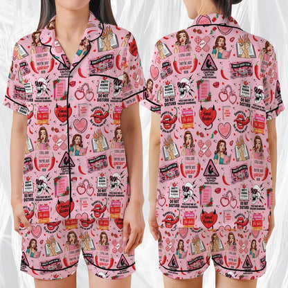 Smut Bookish Satin Pajama Set, Retro Spicy Book Sleepwear, Smut Readers Pajamas, Romance Novel Fans Pajamas, Spicy Romance Book Lovers Gift