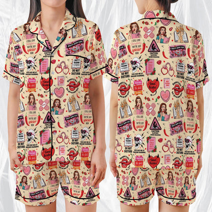 Smut Bookish Satin Pajama Set, Retro Spicy Book Sleepwear, Smut Readers Pajamas, Romance Novel Fans Pajamas, Spicy Romance Book Lovers Gift