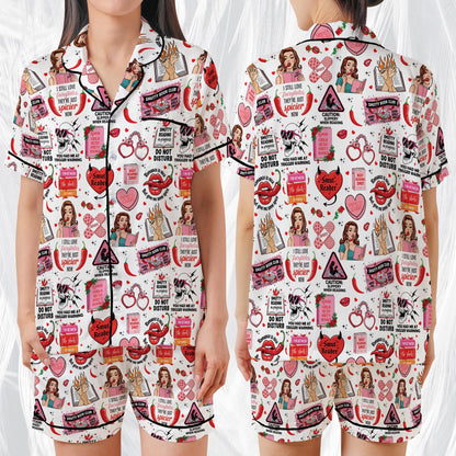 Smut Bookish Satin Pajama Set, Retro Spicy Book Sleepwear, Smut Readers Pajamas, Romance Novel Fans Pajamas, Spicy Romance Book Lovers Gift