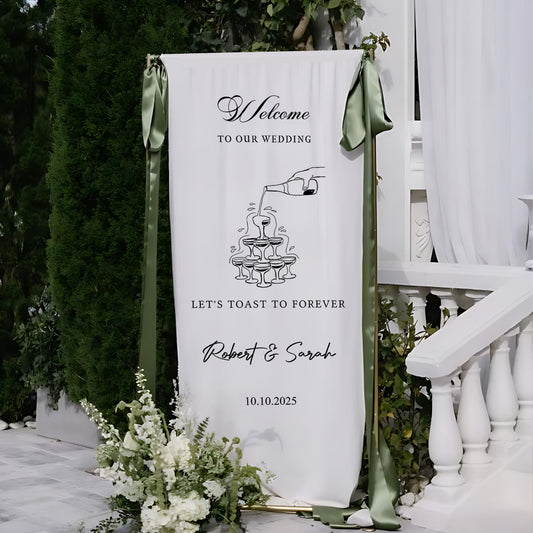 Custom Fabric Wedding Welcome Sign, Modern Wedding Welcome Sign, Fabric Custom Wedding ceremony Boho Wedding Welcome Sign, Ceremony Sign