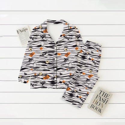 Halloween Mummy Spider Eyeball Pajamas Set, Halloween Themed Sleepwear, Halloween Characters Homewear, Cozy Loungewear, Spooky Season Gift