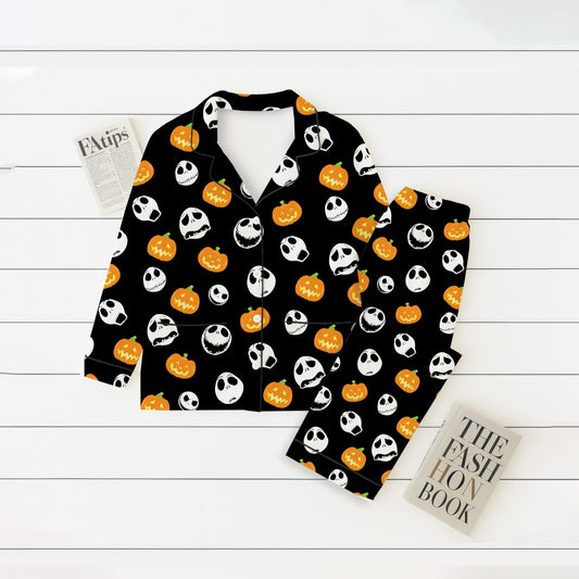 Halloween JS Cosplay Pajamas Set, Nightmare Before Homewear, Horror Character And Pumpkin Sleepwear, Halloween Scary Movie Nightwear