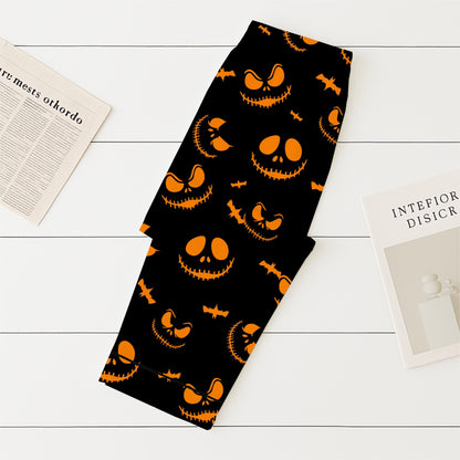 Halloween Spooky Pumpkin Face Pajamas Set, Scary Pumpkin Sleepwear, Cozy Loungewear, Spooky Season Gift, Halloween Gift