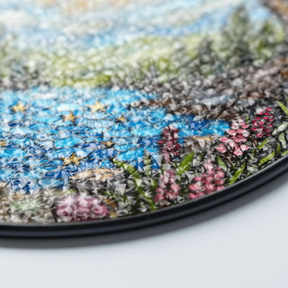 Moonlit forest river stained glass suncatcher landscape window decor gift for nature lover birthday or housewarming