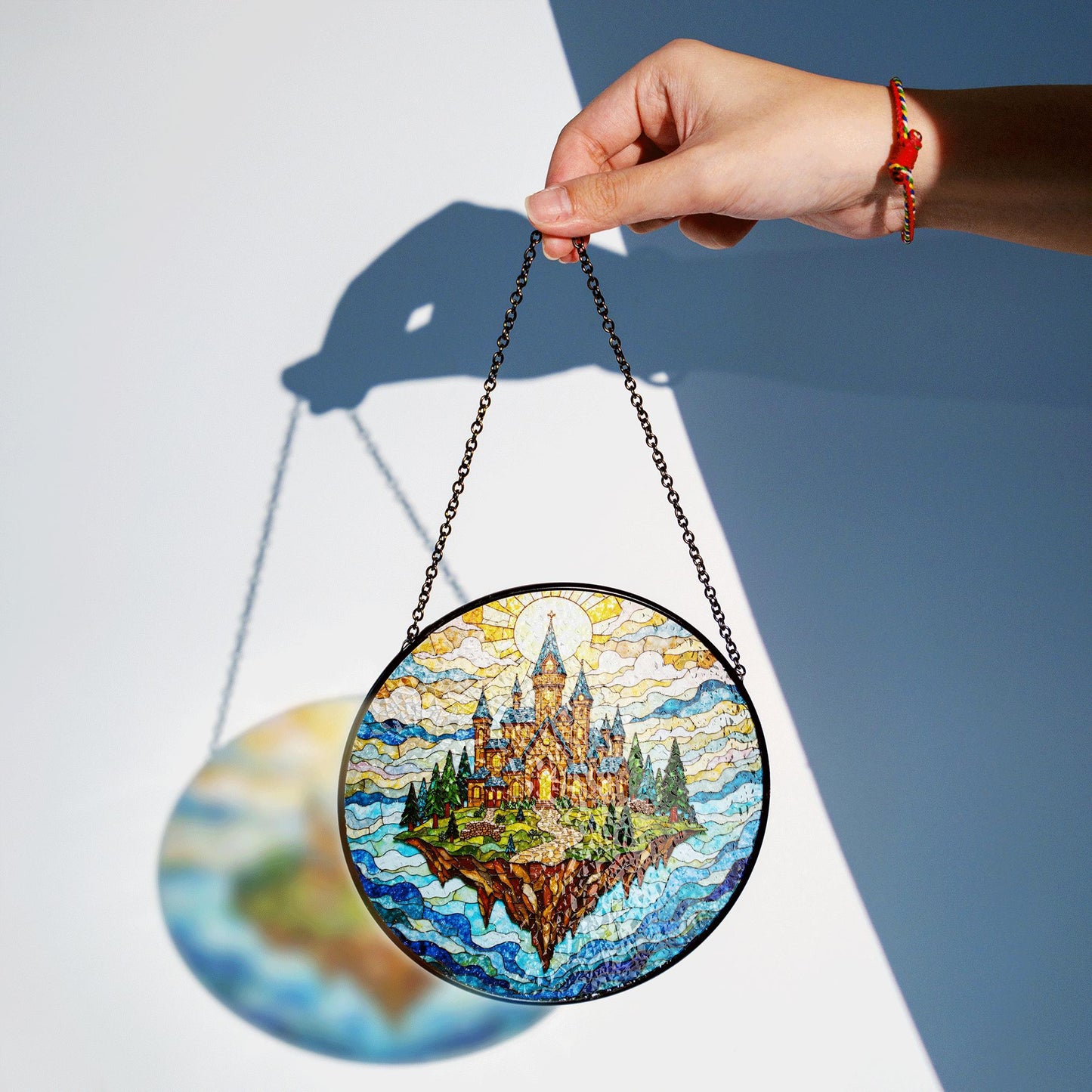 Floating Castle Fantasy Suncatcher Stained Glass Window Decor Gift