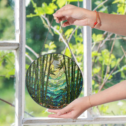 Tranquil bamboo forest stained glass suncatcher nature decor for window light catcher Mothers Day gift