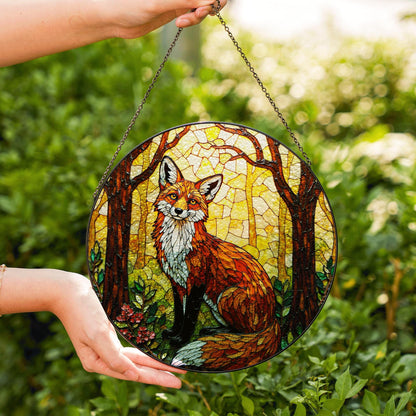 Forest Fox Stained Glass Suncatcher Woodland Animal Window Decor Gift