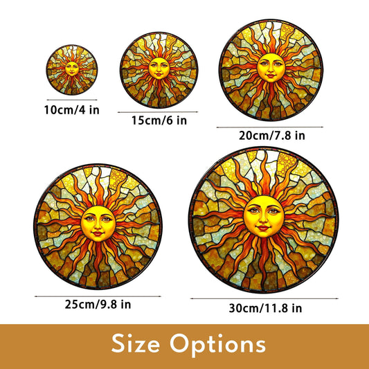 Radiant sun face stained glass suncatcher spiritual window decor unique mothers day gift