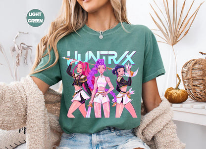 Huntrix shirt demon hunters shirt huntrix girls t shirt mira rumi joey shirt demon hunter merch gift for kpop fan kpop movie shirt anime tee