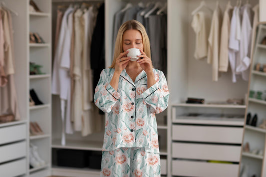 Elegant Floral Satin Pajama Set – Bride Getting Ready Outfit • Cottagecore Bridal Sleepwear • Bridesmaid or Bridal Shower Gift