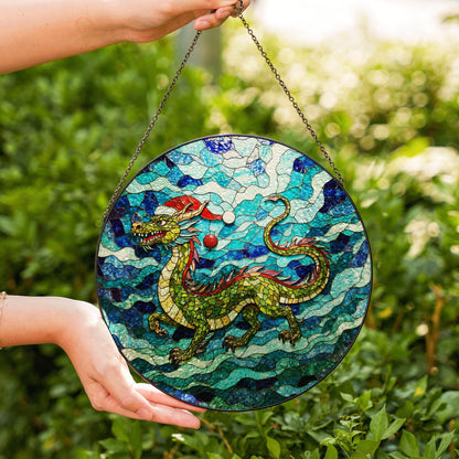 Suncatcher stained glass dragon design Christmas gift for mom Mothers Day gift
